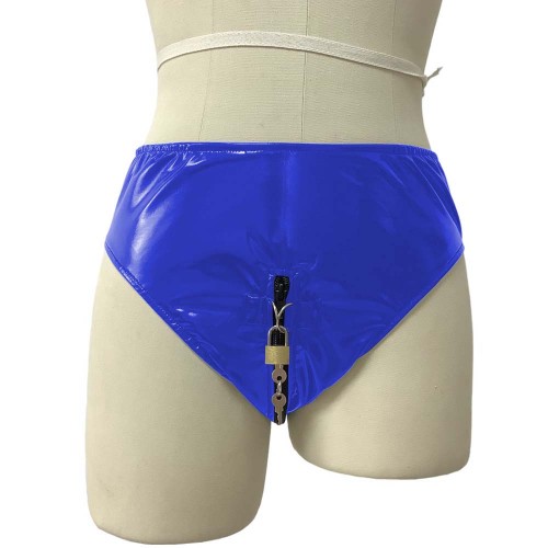 PVC Leather Panties Sissy Lockable briefs shorts high waist thongs adult baby panties cloth Sexy Zipper Crotch Erotic Underwear