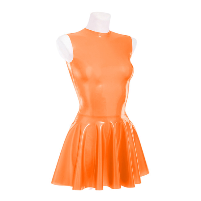 Women Transparent Dress Sleeveless Clear PVC Mini Dress Summer A-Line Transparent PVC Skater Dress Sissy Adult Baby Dress