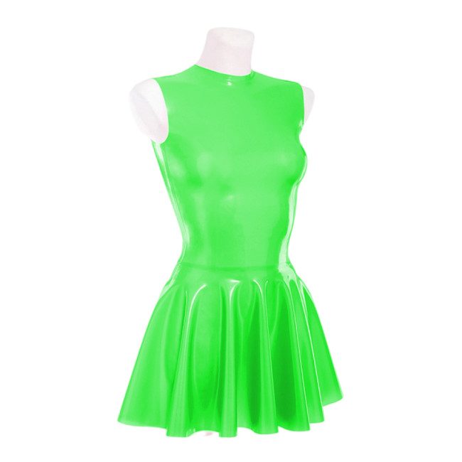 Women Transparent Dress Sleeveless Clear PVC Mini Dress Summer A-Line Transparent PVC Skater Dress Sissy Adult Baby Dress
