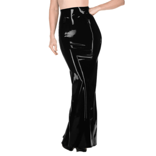 Elegant Office Lady Skirt Women Shiny Patent Leather Trumpet Mermaid Skirts Bodycon High Waist skinny Midi pencil Skirts