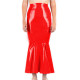 Shiny PVC Women High waist Party Ruffle skirts Fashion Mermaid Stretch Midi Skirt Elegant Lady Office Package Hip Maxi Skirts