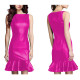 Summer mini Mermaid skirt Woman Sleeveless Metallic Slim Short dress O neck Wet Look Bodycon Sheath Party Club Mini Dress