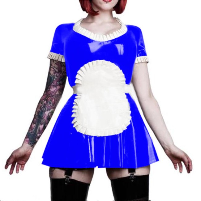 French Maid Costume Short Sleeve PVC Retro Maid Sexy Dress Square Neck Cute Japanese French Outfit Cosplay Costume Plus Size 7XL