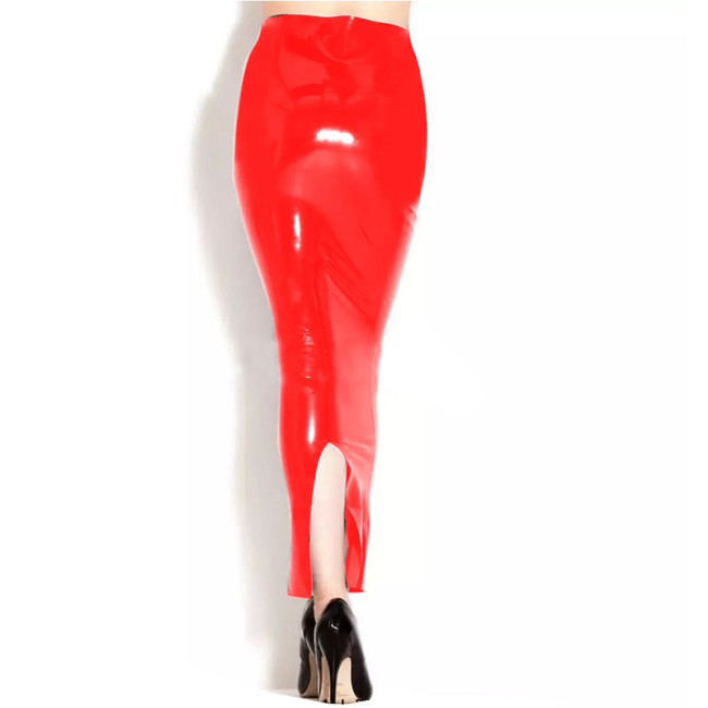 Sexy Patent Leather Bodycon Pencil Skirt Midi Hip Wrapped Back Slit Shiny PVC High Waisted Skirts Office Lady's Skirt Custom