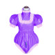 Women Sexy Leather PVC Bodycon Jumpsuit Cosplay Costum Bodysuit Erotic Sex Costume Lockable maid sissy Short Puff Sleeve Jumpsit