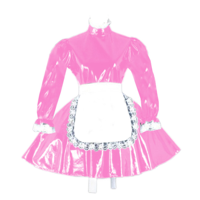 Cosplay PVC Lolita Dress Sissy High Neck Maid Dress Lockable Panties Maid Uniform Short Puff Sleeve Japanese Anime Costumes 7XL