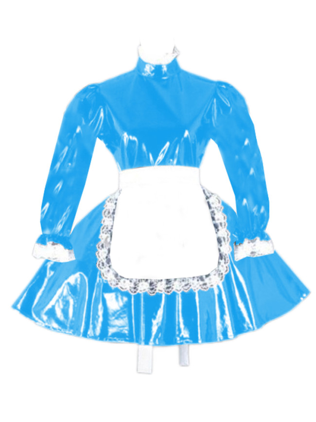Cosplay PVC Lolita Dress Sissy High Neck Maid Dress Lockable Panties Maid Uniform Short Puff Sleeve Japanese Anime Costumes 7XL