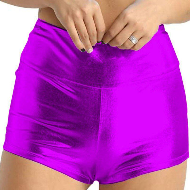 Fashion Versatile Casual Ladies Hot Pants High Waist Bodycon Mini Shorts Shiny Metallic Cheer Dancing Shorts Stage Bottoms 7XL