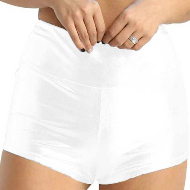 Fashion Versatile Casual Ladies Hot Pants High Waist Bodycon Mini Shorts Shiny Metallic Cheer Dancing Shorts Stage Bottoms 7XL