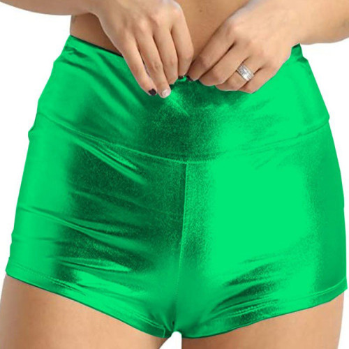 Fashion Versatile Casual Ladies Hot Pants High Waist Bodycon Mini Shorts Shiny Metallic Cheer Dancing Shorts Stage Bottoms 7XL