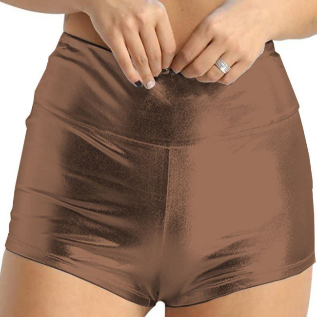 Fashion Versatile Casual Ladies Hot Pants High Waist Bodycon Mini Shorts Shiny Metallic Cheer Dancing Shorts Stage Bottoms 7XL