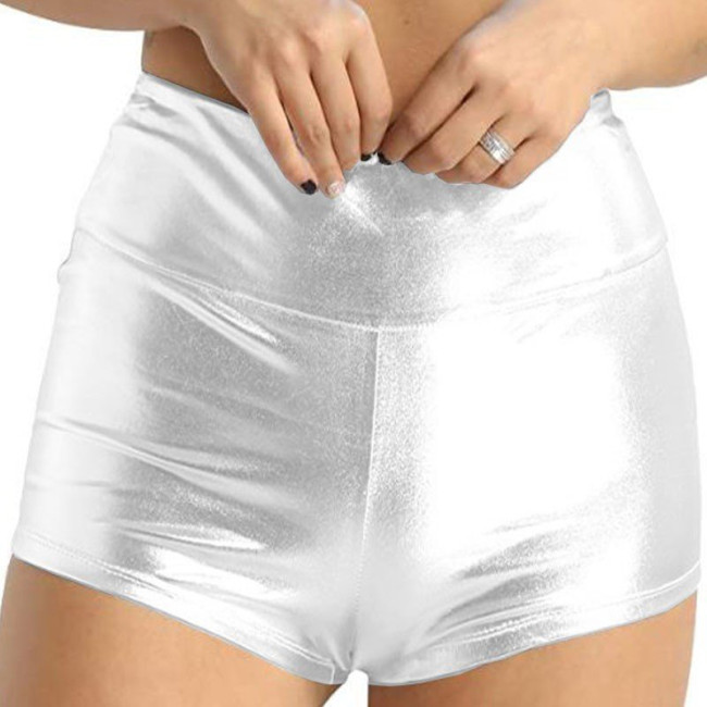 Fashion Versatile Casual Ladies Hot Pants High Waist Bodycon Mini Shorts Shiny Metallic Cheer Dancing Shorts Stage Bottoms 7XL