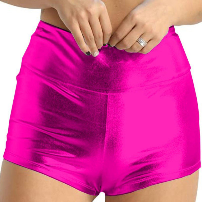 Fashion Versatile Casual Ladies Hot Pants High Waist Bodycon Mini Shorts Shiny Metallic Cheer Dancing Shorts Stage Bottoms 7XL