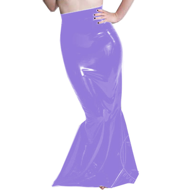 Shiny PVC Leather Bodycon Trumpet Long Skirt High Waist slim Folds Ruffle Floor-Length Mermaid Skirts Vintage Style Maxi Skirt