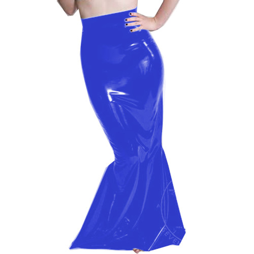 Shiny PVC Leather Bodycon Trumpet Long Skirt High Waist slim Folds Ruffle Floor-Length Mermaid Skirts Vintage Style Maxi Skirt
