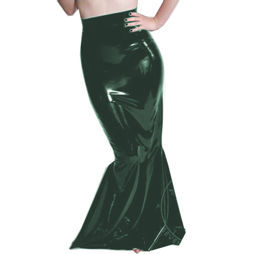 Shiny PVC Leather Bodycon Trumpet Long Skirt High Waist slim Folds Ruffle Floor-Length Mermaid Skirts Vintage Style Maxi Skirt
