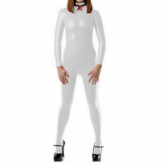 Shiny PVC Leather Catsuit High Colla rStretch Long Sleeve Zipper Jumpsuit Pole Dance Nightclub Cosplay Costume Sexy Bodysuit 7XL