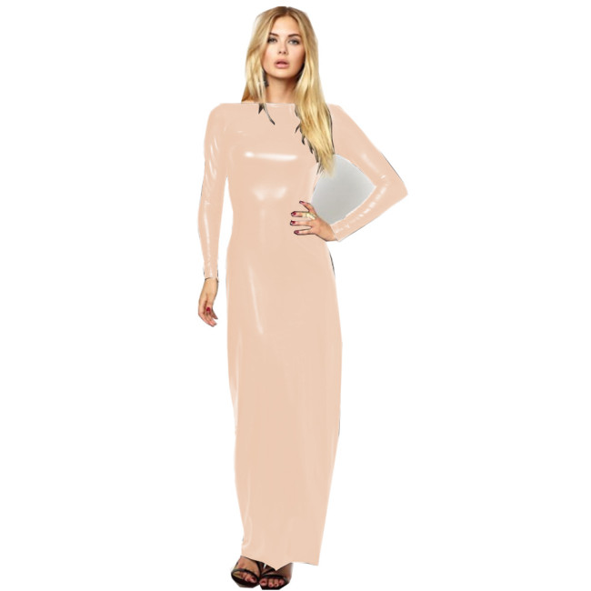 Shiny Metallic Summer Women Stretch Dresses Solid Long Sleeve Midi Dress Fashion Slim fit Female Clothing Bodycon Long Dress 7XL