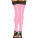 Women Metallic Shiny Knee High Socks With Black Lace Rave Party Clubwear Pole Dance Outfit Stretchy Socks Costume Accessories