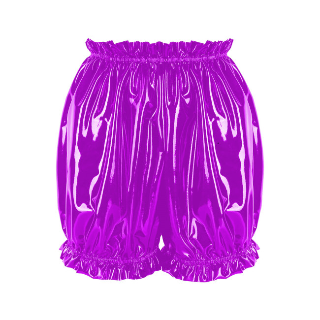 15 Colors Fashion Women Female Ladies Shorts Shiny PVC Leather Hem Ruffled Boxer Shorts Clubwear Party Shorts Cosplay Panties