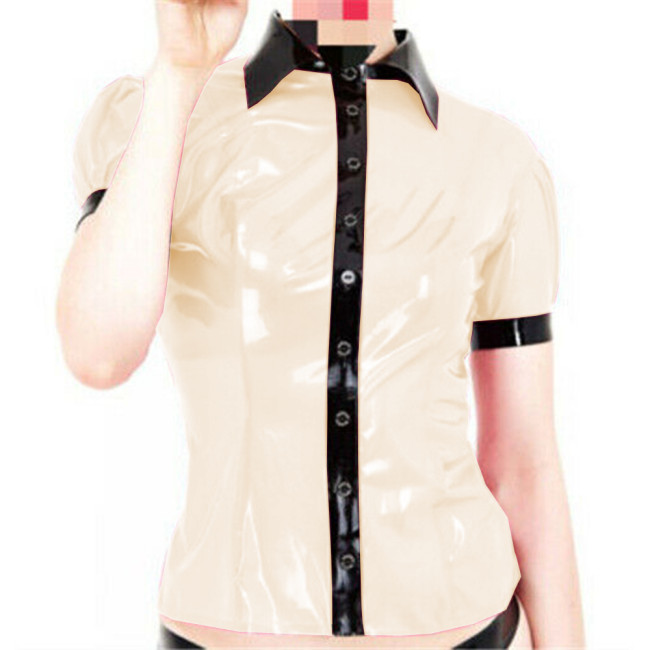 Vintage Blouse Women 2022 Summer Elegant Fashion Puff Sleeve PVC Shirt Lady Slim Fit Tops Button Up Shirt Chic woman blouse 7XL