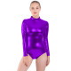Shiny Metallic Pole Dance Bodycon Rompers Womens Half Turtleneck Jumpsuit Long Sleeve Bodysuit Night Clubwear Catsuit S-7XL