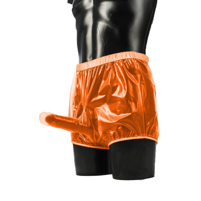 PVC Sheer Men's Erotic Boxer Briefs Bikini Gay Wet Look Sexy Nightclub Erotic Panties with Testicles Penis Hole Panties 7XL