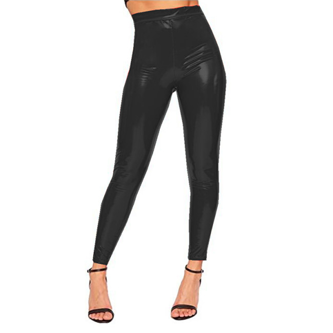 Sexy Women Skinny PVC Pants Leggings High Waist Casual Pencil Pants Wet Look Ankle-Length Bottom Clubwear Club Legging