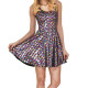 High Waist Women Fish-scale Sleeveless  A-line Pleated Dress Shiny Mermaid Cosplay Sundress Sexy Vestido Skater Tank Dresses