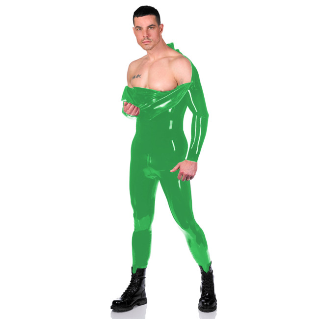 Double Shoulders Zipper Men's Open Hip Full body Sexy Tight Jumpsuit Rubber Catsuit Clothing with Crotch Zip costume 7XL