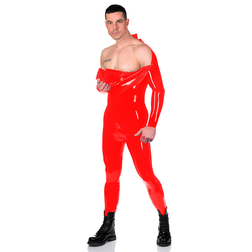 Landelijk Obsessie Idioot Double Shoulders Zipper Men's Open Hip Full body Sexy Latex Tight Jumpsuit  Rubber Catsuit Clothing with
