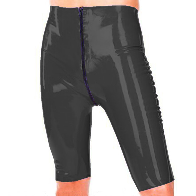 26 Colors 2 Way Zipper High Waist Pants Women Wet Look PVC Middle Shorts Sexy Pencil Open Crotch Pants Dancing Party Clubwear