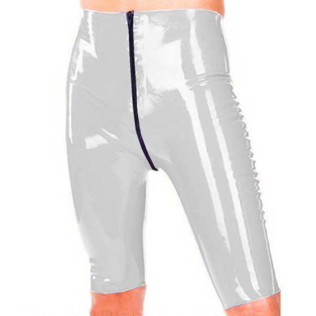 26 Colors 2 Way Zipper High Waist Pants Women Wet Look PVC Middle Shorts Sexy Pencil Open Crotch Pants Dancing Party Clubwear