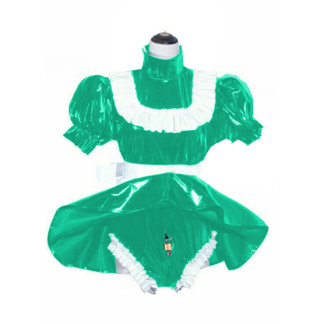 Sissy Lockable Dress PVC Man Gay French Maid Dress Dress Cosplay Costume Maid Bow Dress Crossdressing with Panties Tailor-made