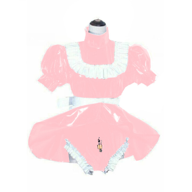 Sissy Lockable Dress PVC Man Gay French Maid Dress Dress Cosplay Costume Maid Bow Dress Crossdressing with Panties Tailor-made