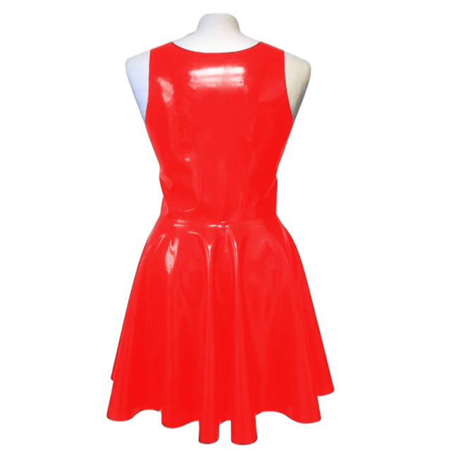 Summer Shiny PVC Dress Women Sexy Sleeveless Tank Solid Square Collar Multicolor A-line Dresses Female Casual Leather Vestidos