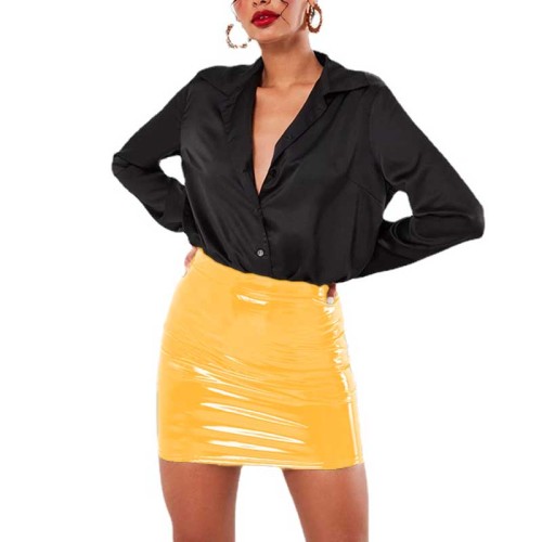 Sexy PVC Leather Mini Skirt Women High Waist Faux Latex Skirts Office Lady Skinny Pencil Skirt Summer Bodycon Skirts Clubwear