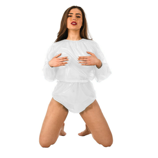 ABDL Clear PVC Onesie Men Women DDLG Shirt Bodysuit Baby Adult Transpartent Bodysuit Sissy Playsuit Fetish Plastic Catsuit S-7XL