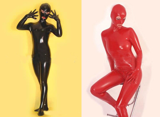 Brand New Coming! 2016 Sexy Women Black Red Fetish Costume Shiny Metallic Material Full Body Costume Jumpsuit Sexy Catsuit