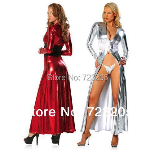 New Arrival 2 Colors Fashion Women Maxi Sexy Wet Look Long Dresses DS Evening Party Gowns Dresses Dancer Long Sleeve Gown