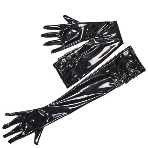 Maid Sexy Appeal Button Adjustable Plus Size Long Gloves Wet Look PVC Shiny Mittens PU Leather Glove Pole Dancing Clubwear