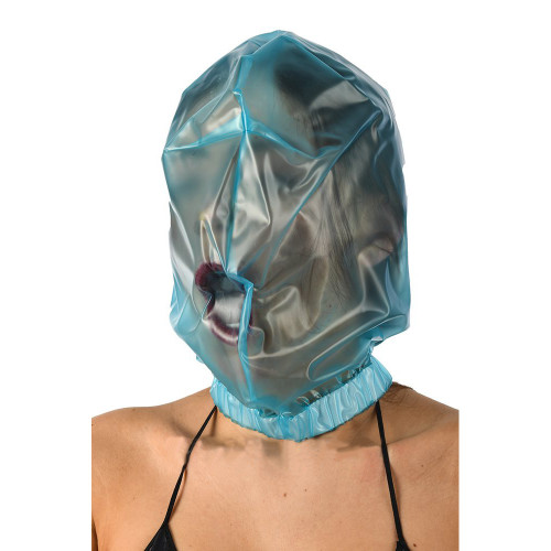 Clear PVC Vacuum Mask Neck Elastic Loose Headgear Submissive Transparent Hood For Role Play Costume