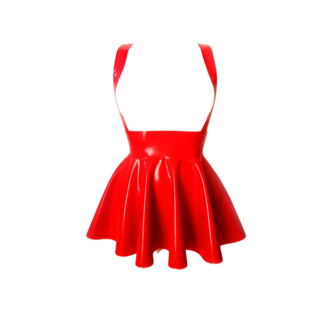 Shiny PVC Sleeveless Spaghetti Strap Dress Women Gothic Wet Look Leather A-line Mini Pleated Club Dresses Lady Bodycon Vestido
