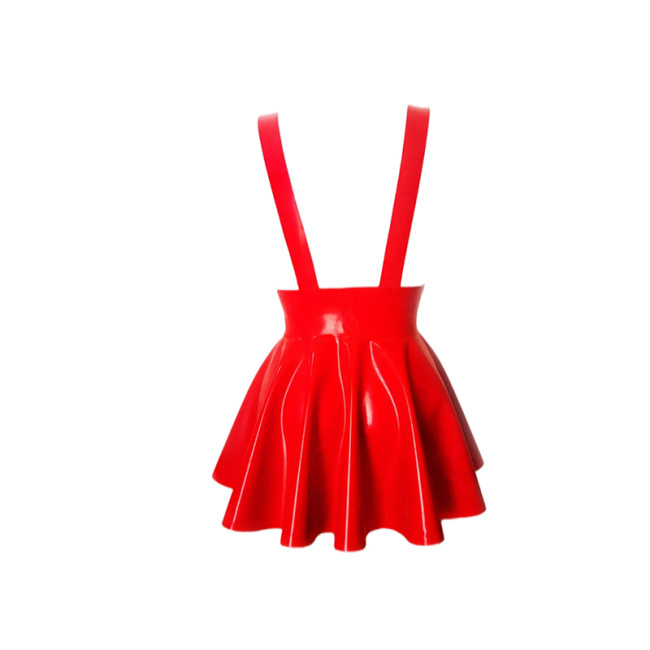 Shiny PVC Sleeveless Spaghetti Strap Dress Women Gothic Wet Look Leather A-line Mini Pleated Club Dresses Lady Bodycon Vestido