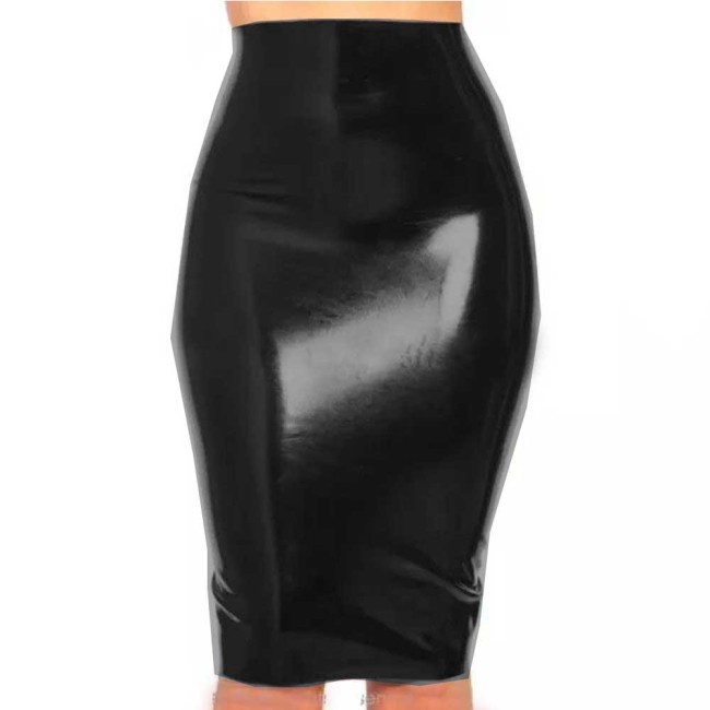Womens PVC Leather Bodycon Skir Faux Leather Knee Length Midi Skirt Casual Shiny Skirt Autumn Elegant Office High Waist Clubwear