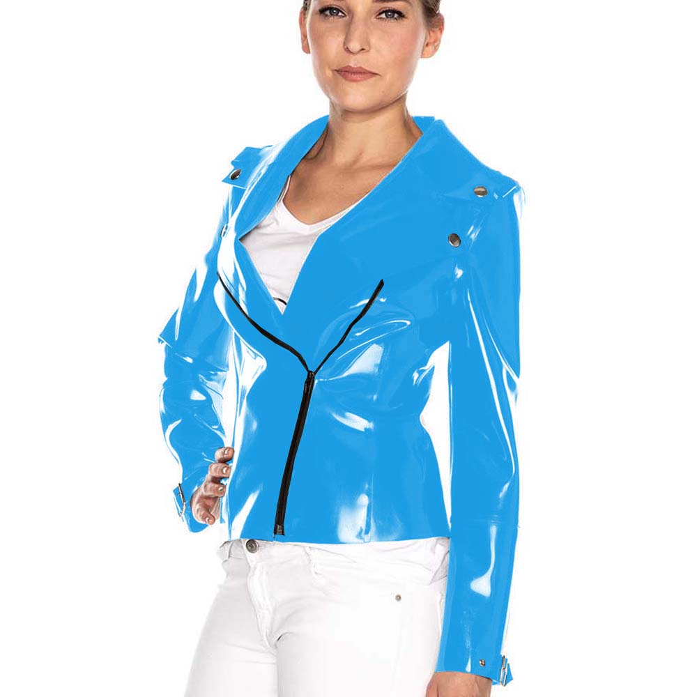 PVC Jacket Fetish Solid Cool Faux Leather Jacket Long Sleeve