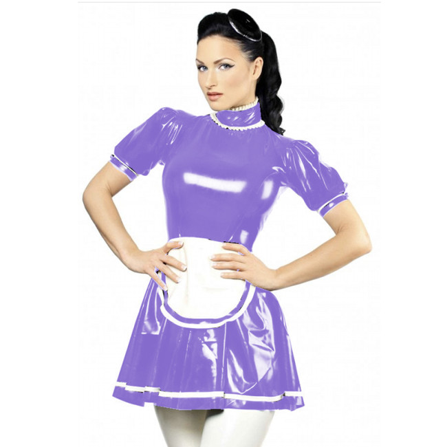 24 Colors Cosplay Maid Dress + Apron Sexy High Neck Dress Lady Role Play Servant Costume Retro Party Short Sleeve Vestido