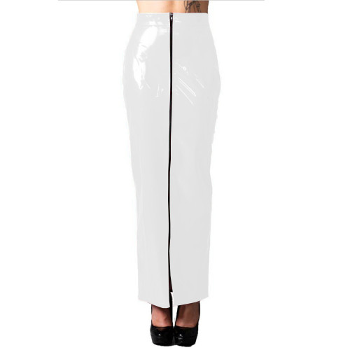 Women PVC Faux Leather Slim Long Skirt High Waist Zipper Skinny Skirt Office Lady Ankle Length Skirt Sexy Pencil Skirt Custom