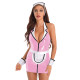 PVC Leather Sexy Maid Dress Sissy Uniform With Hat Apron Cuffs Deep V-neck Sleeveless Maid Dress Halloween Maid Servant Outfits
