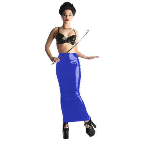 Sissy Hobble Skirts Bodycon PVC Leather Pencil Skirts Women Sexy High Waist Patent Leather Maxi Slim Skirts Clubwear S-7XL